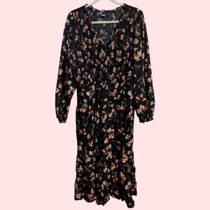 Old Navy Black Floral Long Sleeve Dress